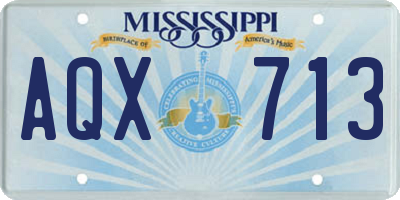 MS license plate AQX713