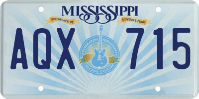 MS license plate AQX715