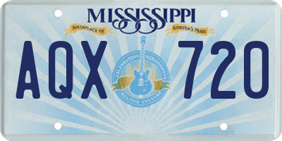 MS license plate AQX720