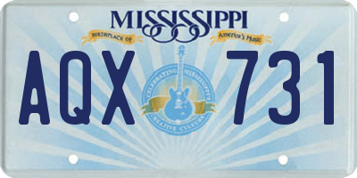 MS license plate AQX731