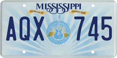 MS license plate AQX745