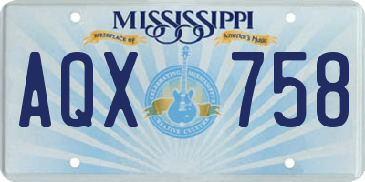 MS license plate AQX758