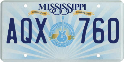 MS license plate AQX760