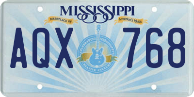 MS license plate AQX768