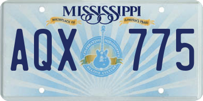 MS license plate AQX775