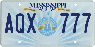 MS license plate AQX777