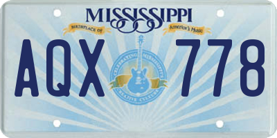 MS license plate AQX778