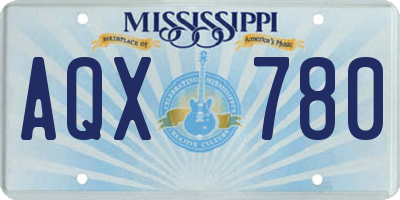 MS license plate AQX780