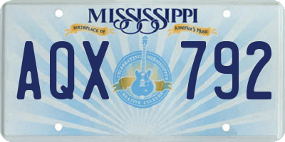 MS license plate AQX792