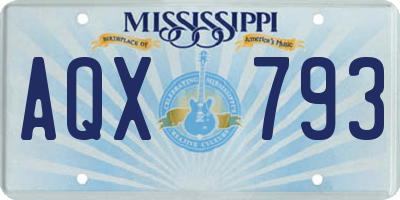 MS license plate AQX793