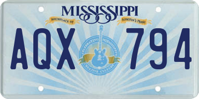 MS license plate AQX794