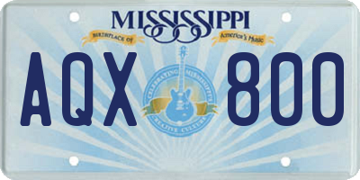 MS license plate AQX800