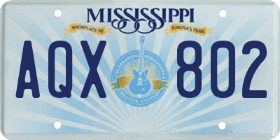 MS license plate AQX802