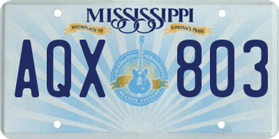 MS license plate AQX803