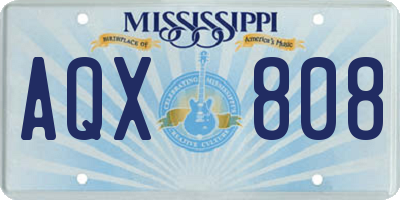 MS license plate AQX808