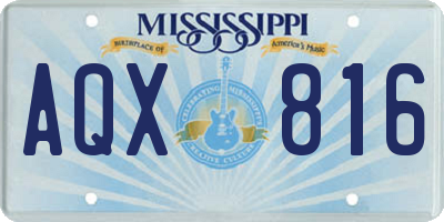 MS license plate AQX816