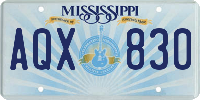 MS license plate AQX830