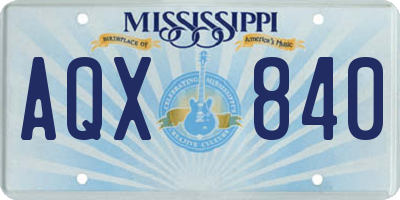 MS license plate AQX840