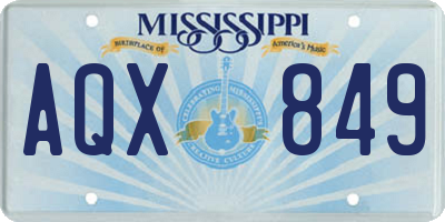 MS license plate AQX849