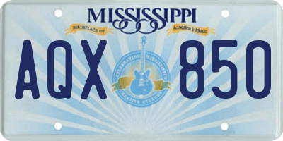 MS license plate AQX850