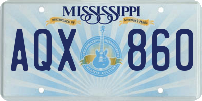 MS license plate AQX860