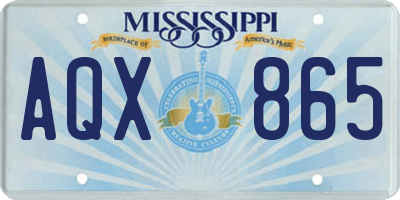 MS license plate AQX865