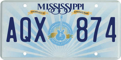 MS license plate AQX874