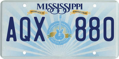 MS license plate AQX880