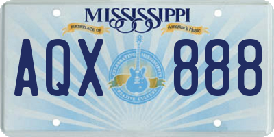 MS license plate AQX888
