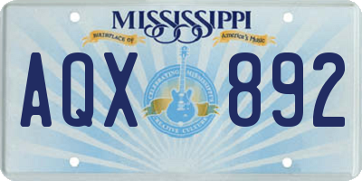 MS license plate AQX892
