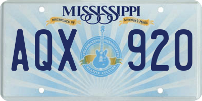 MS license plate AQX920