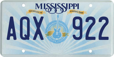 MS license plate AQX922