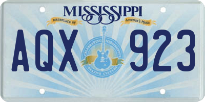 MS license plate AQX923
