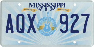 MS license plate AQX927