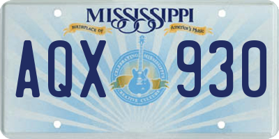 MS license plate AQX930