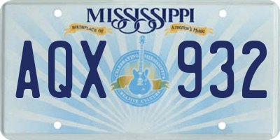MS license plate AQX932