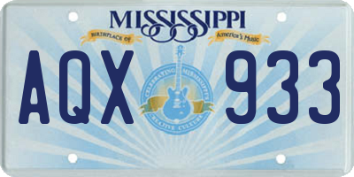 MS license plate AQX933