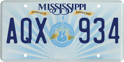 MS license plate AQX934
