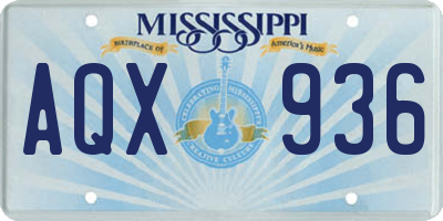 MS license plate AQX936