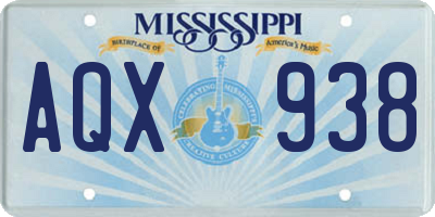 MS license plate AQX938