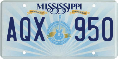 MS license plate AQX950