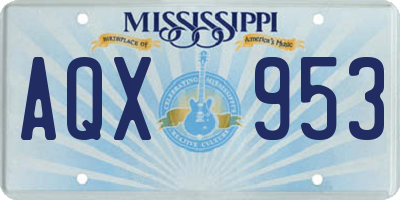 MS license plate AQX953