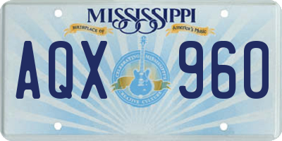 MS license plate AQX960