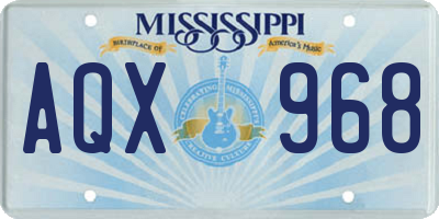 MS license plate AQX968