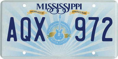 MS license plate AQX972