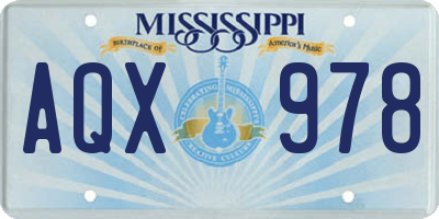 MS license plate AQX978