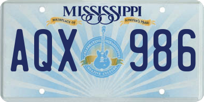MS license plate AQX986