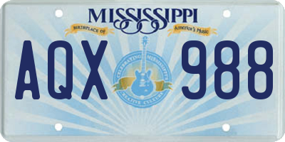MS license plate AQX988