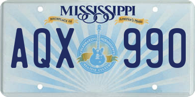 MS license plate AQX990