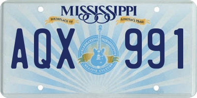 MS license plate AQX991